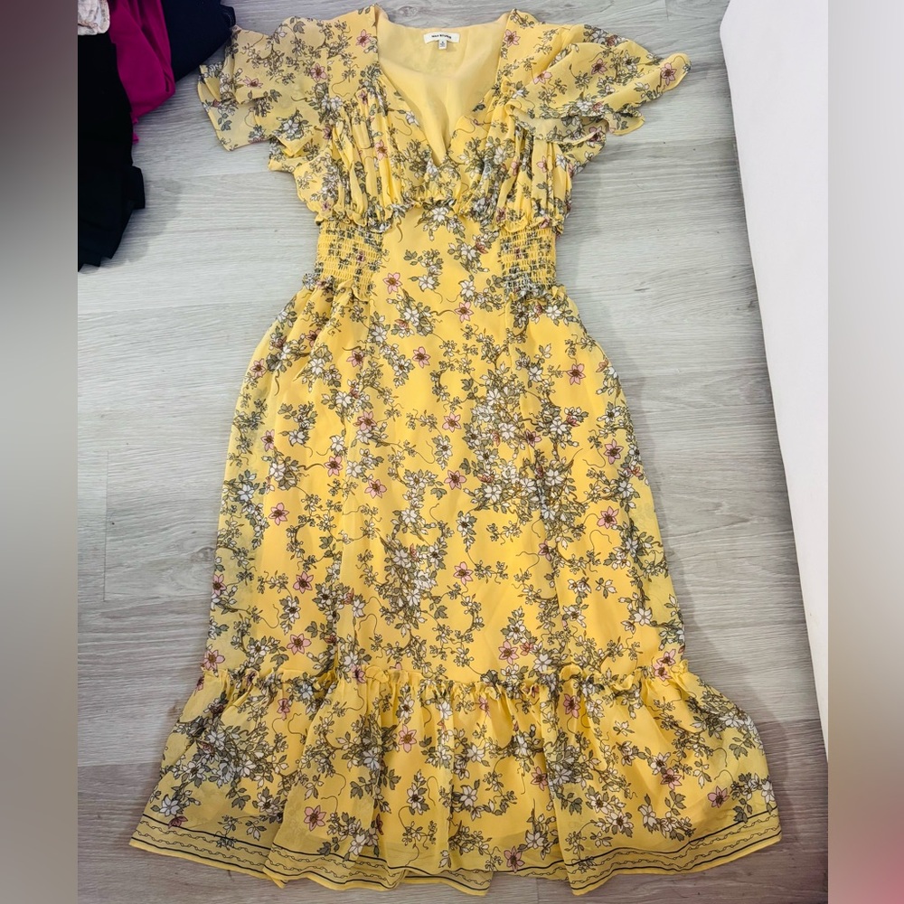 Max Studio Yellow Maxi Floral Dress